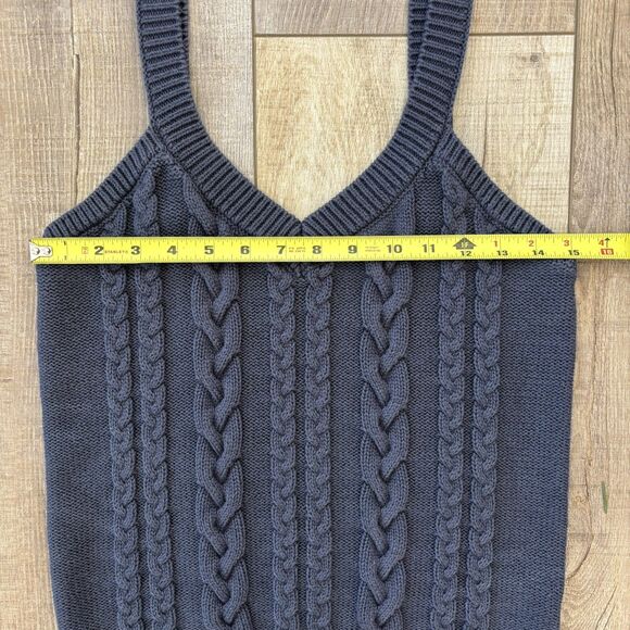 Evereve Women Tank Top Cable Knit Chunky Size L Preppy Minimal Capsule Soft Girl - Picture 3 of 8